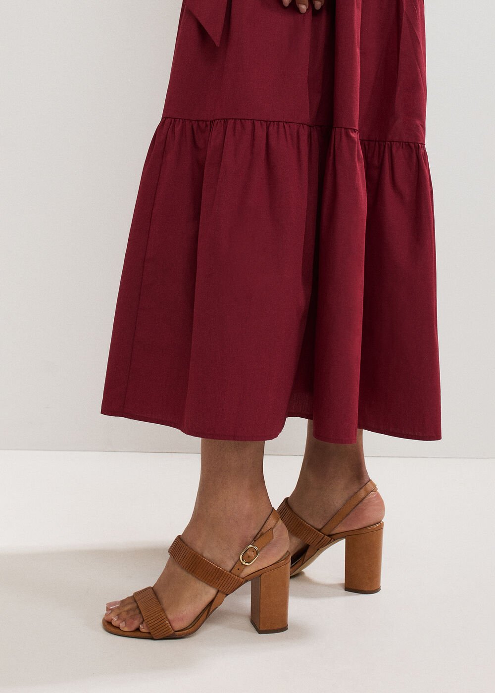 Leather Block Sandal - Tan