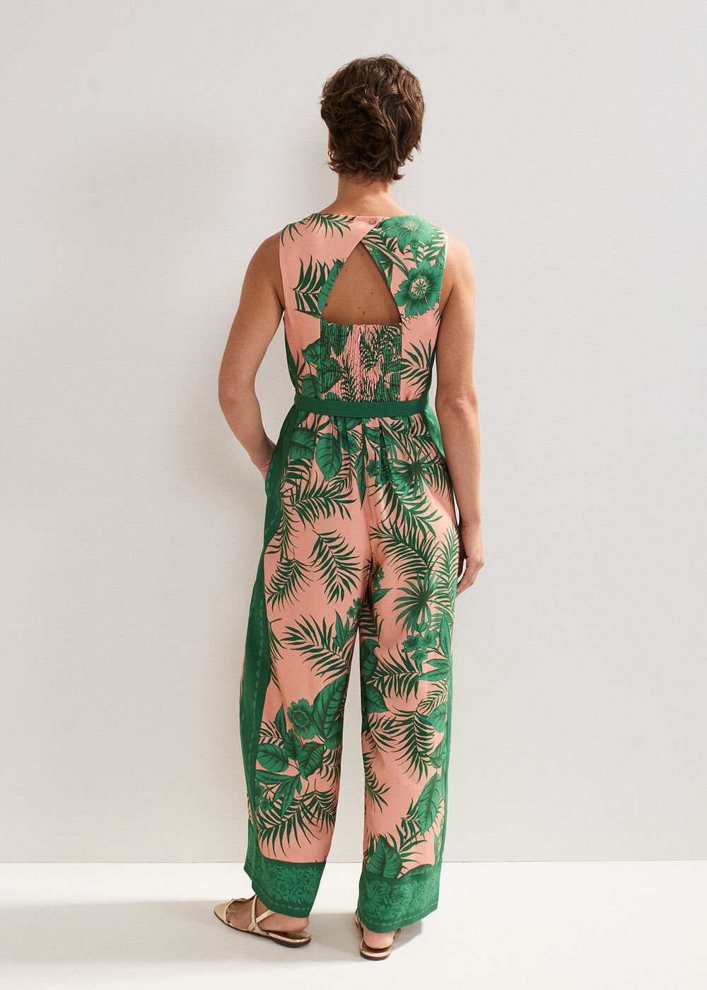 Cyra Palm Jumpsuit - Coral