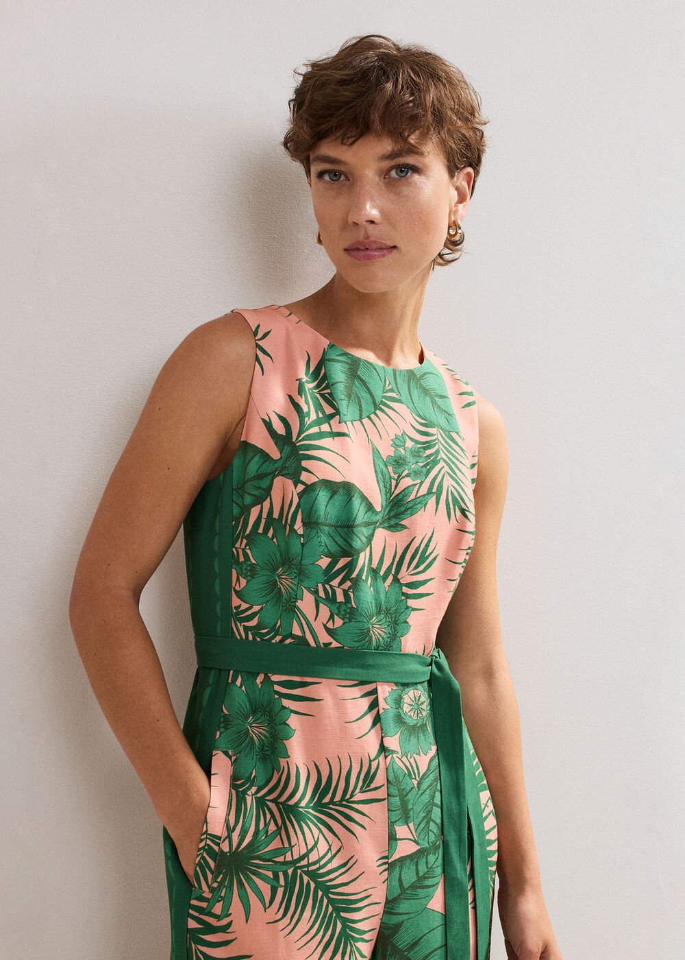 Cyra Palm Jumpsuit - Coral