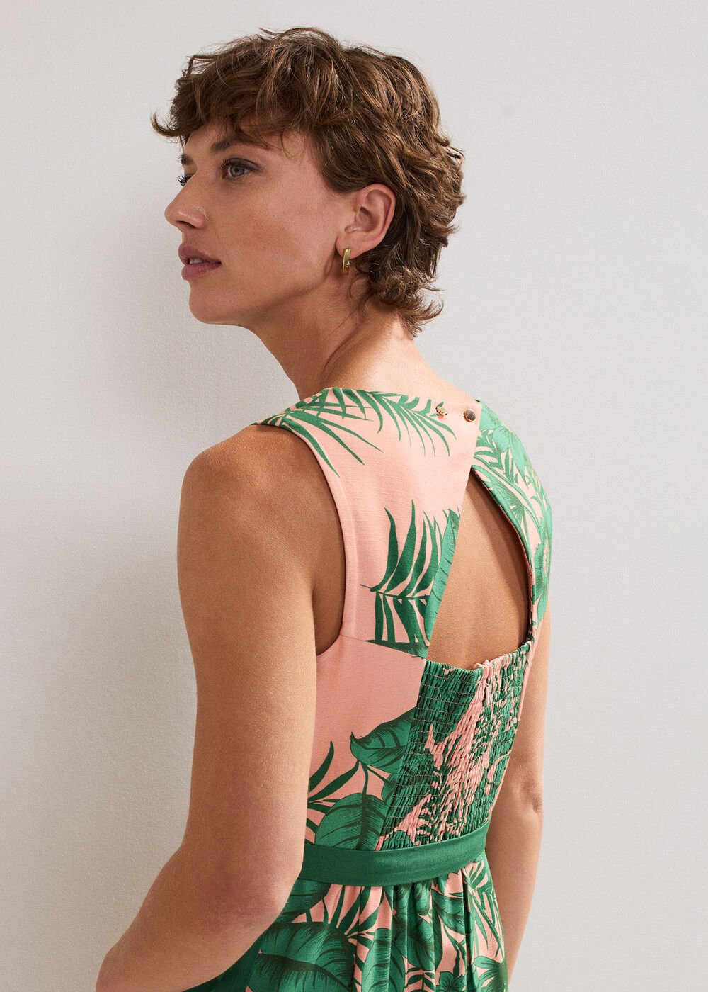 Cyra Palm Jumpsuit - Coral