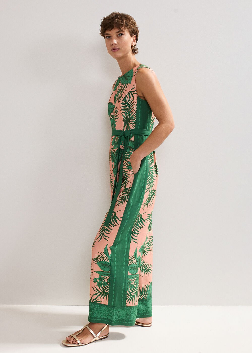 Cyra Palm Jumpsuit - Coral