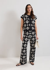 Maggie Crochet Waistcoat - Black/Ivory