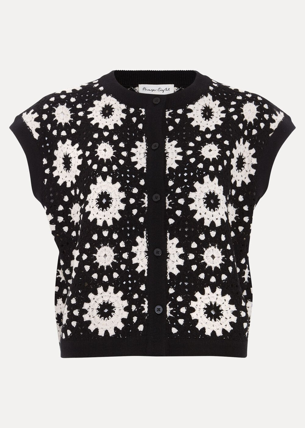 Maggie Crochet Waistcoat - Black/Ivory