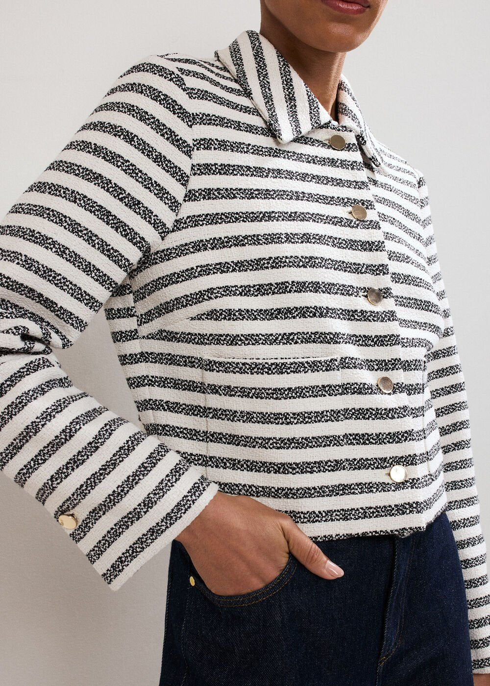 Neave Stripe Jacket - Navy/Ivory