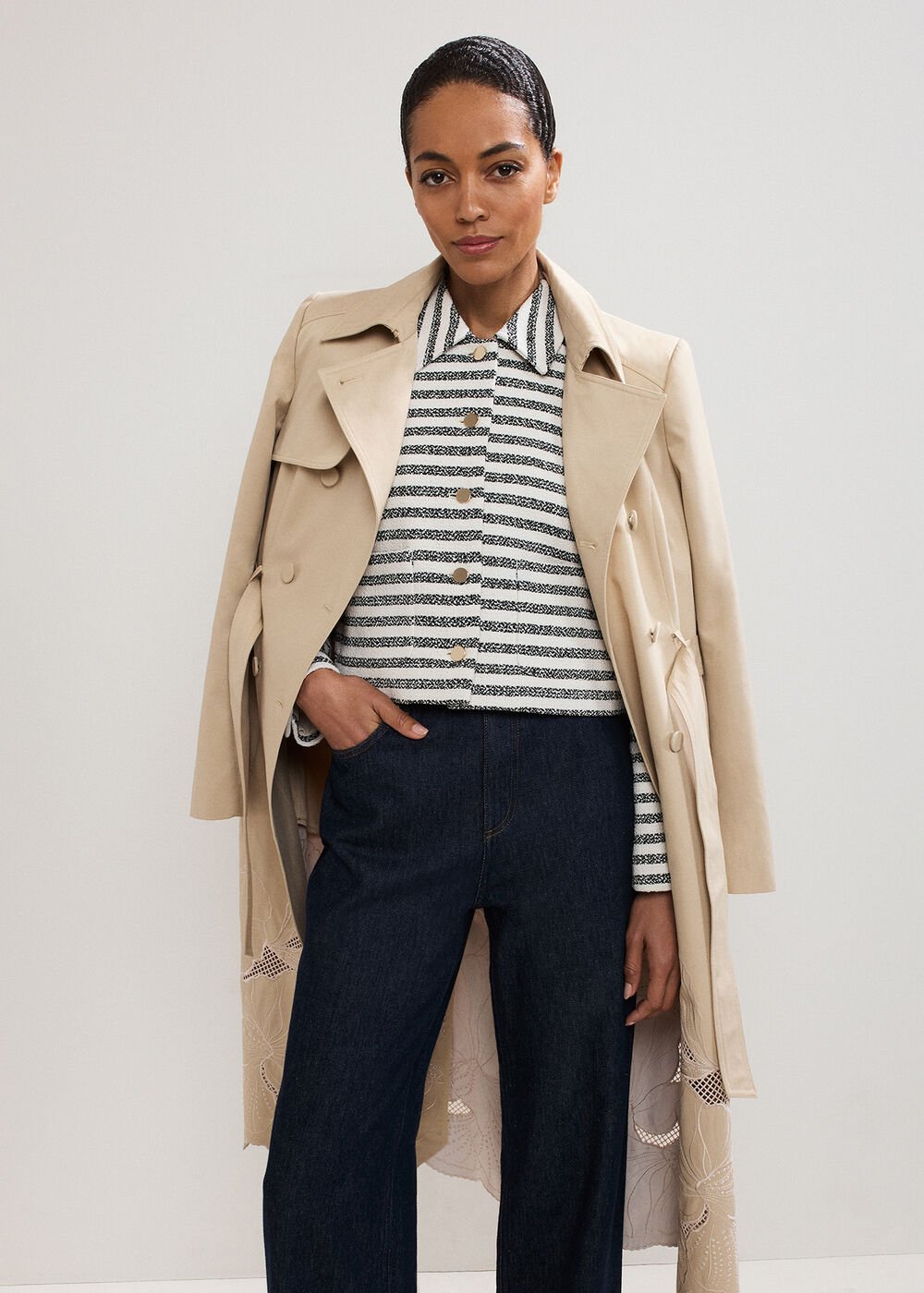 Neave Stripe Jacket - Navy/Ivory