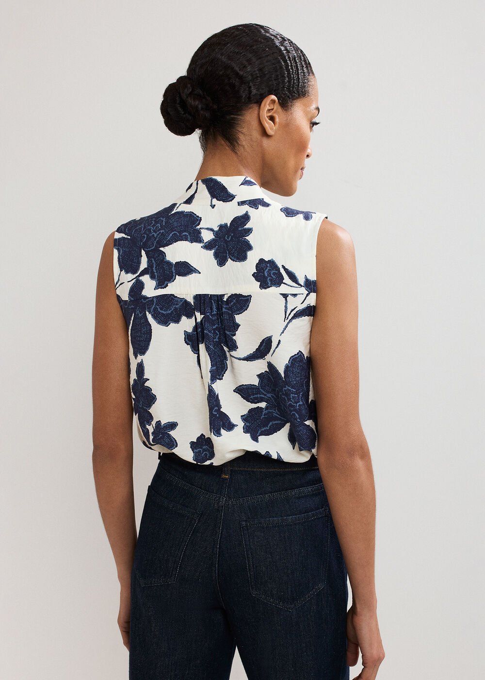 Junie Floral Blouse - Navy/Ivory