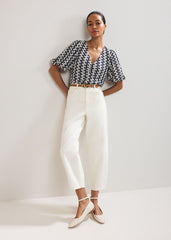 Alba Textured Top - Navy/Ivory