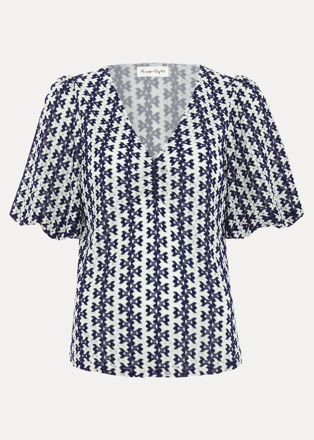 Alba Textured Top - Navy/Ivory
