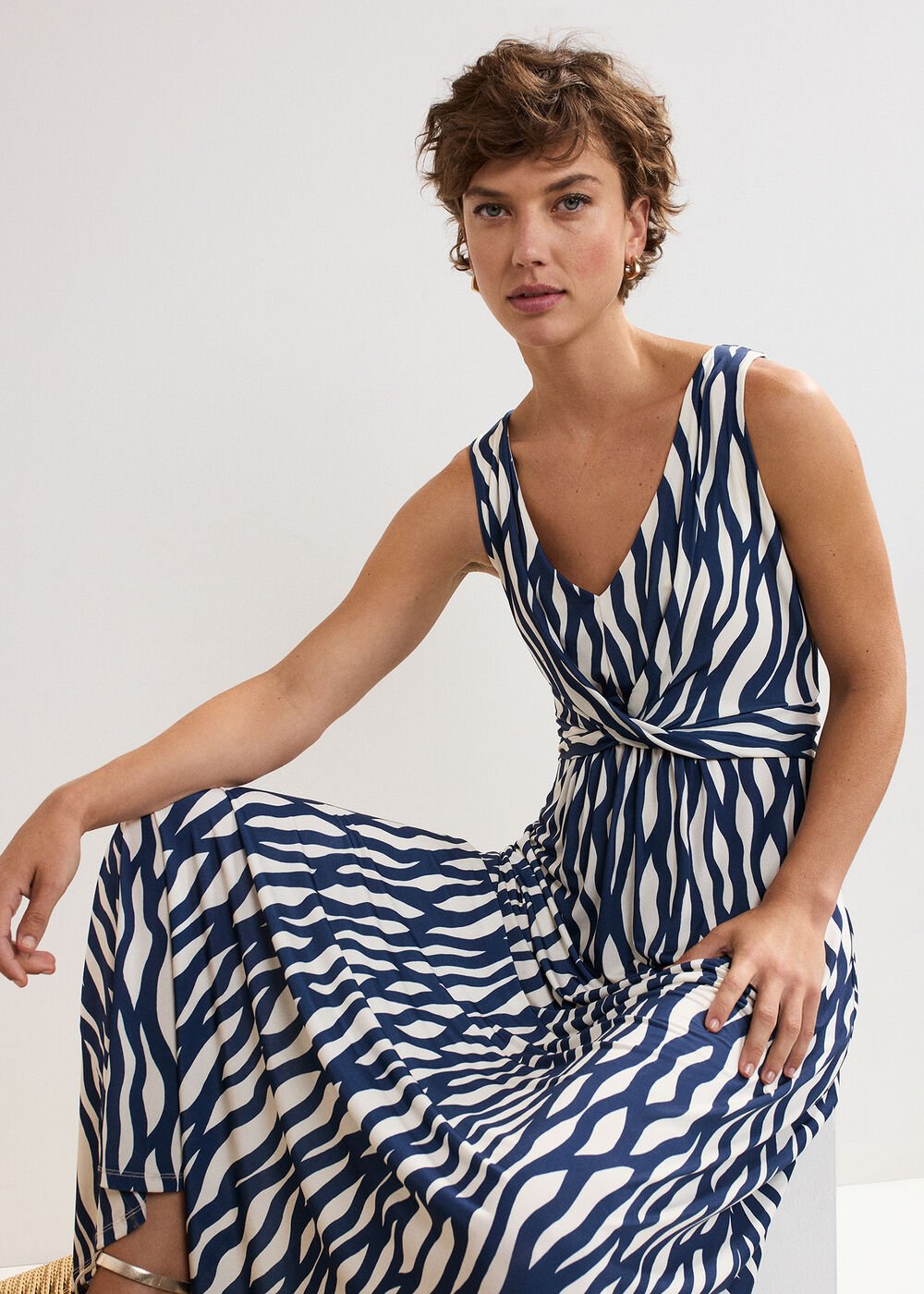 Artemis Dress - Navy/Ivory
