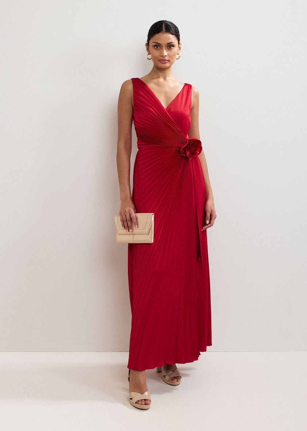 Emlyn Pleated Dress - Red