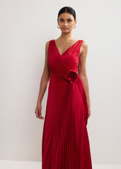 Emlyn Pleated Dress - Red
