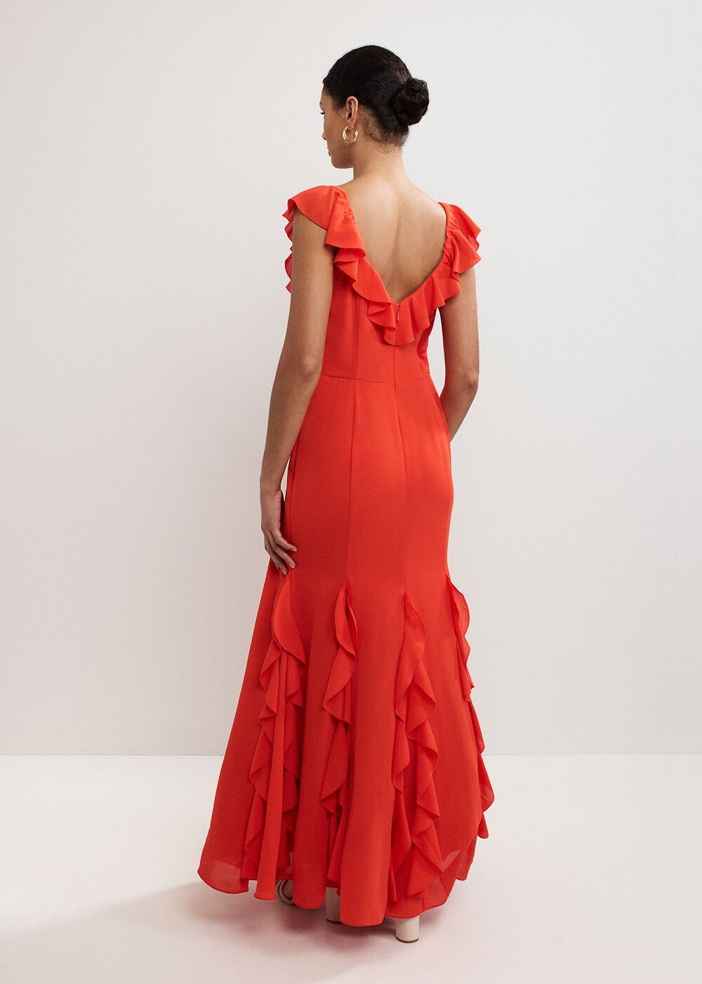 Lianah Ruffle Maxi Dress - Orange