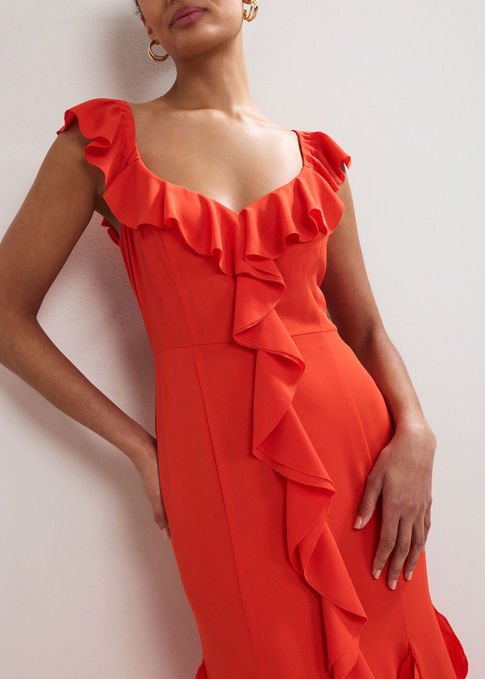 Lianah Ruffle Maxi Dress - Orange