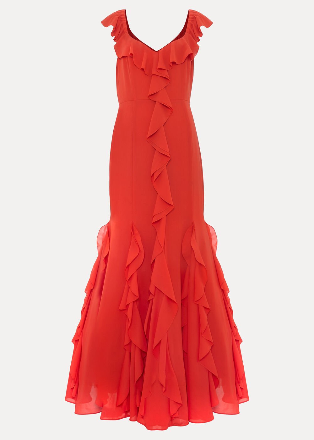 Lianah Ruffle Maxi Dress - Orange