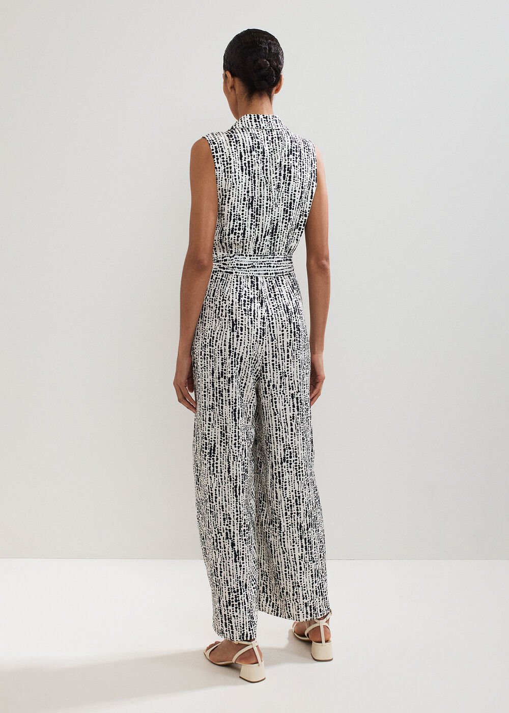Janine Spot Jumpsuit - Black/Ivory