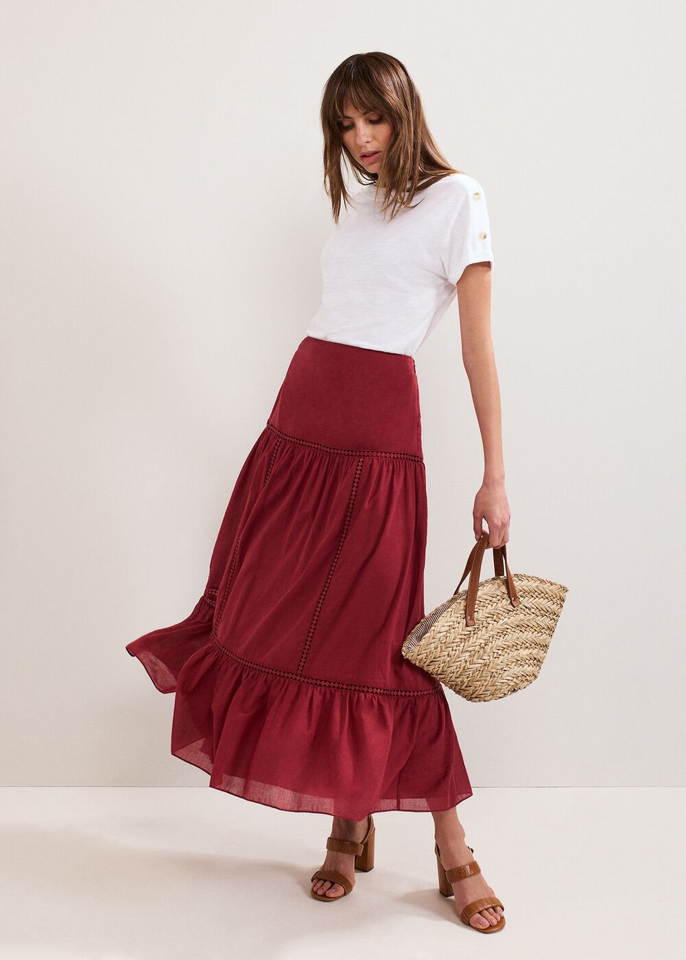 Kyla Trim Maxi Skirt - Burgundy