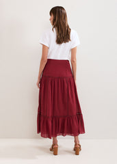 Kyla Trim Maxi Skirt - Burgundy