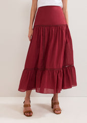 Kyla Trim Maxi Skirt - Burgundy