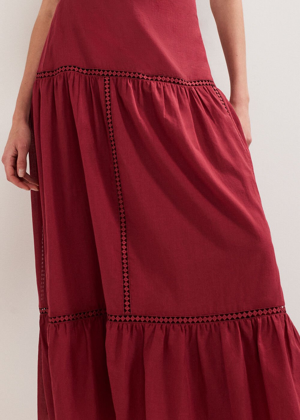 Kyla Trim Maxi Skirt - Burgundy