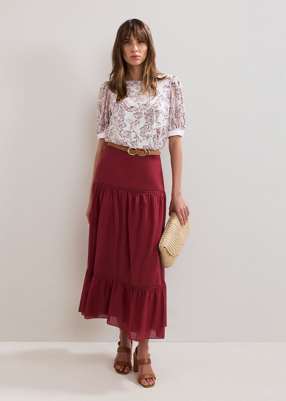 Kyla Trim Maxi Skirt - Burgundy