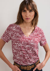 Alice Spot Print Top - Burgundy