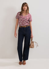Alice Spot Print Top - Burgundy
