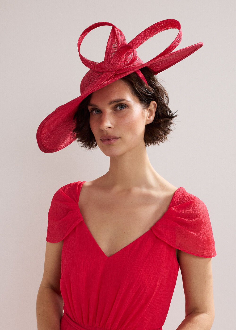 Twist Back Statement Fascinator - Coral