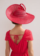 Twist Back Statement Fascinator - Coral