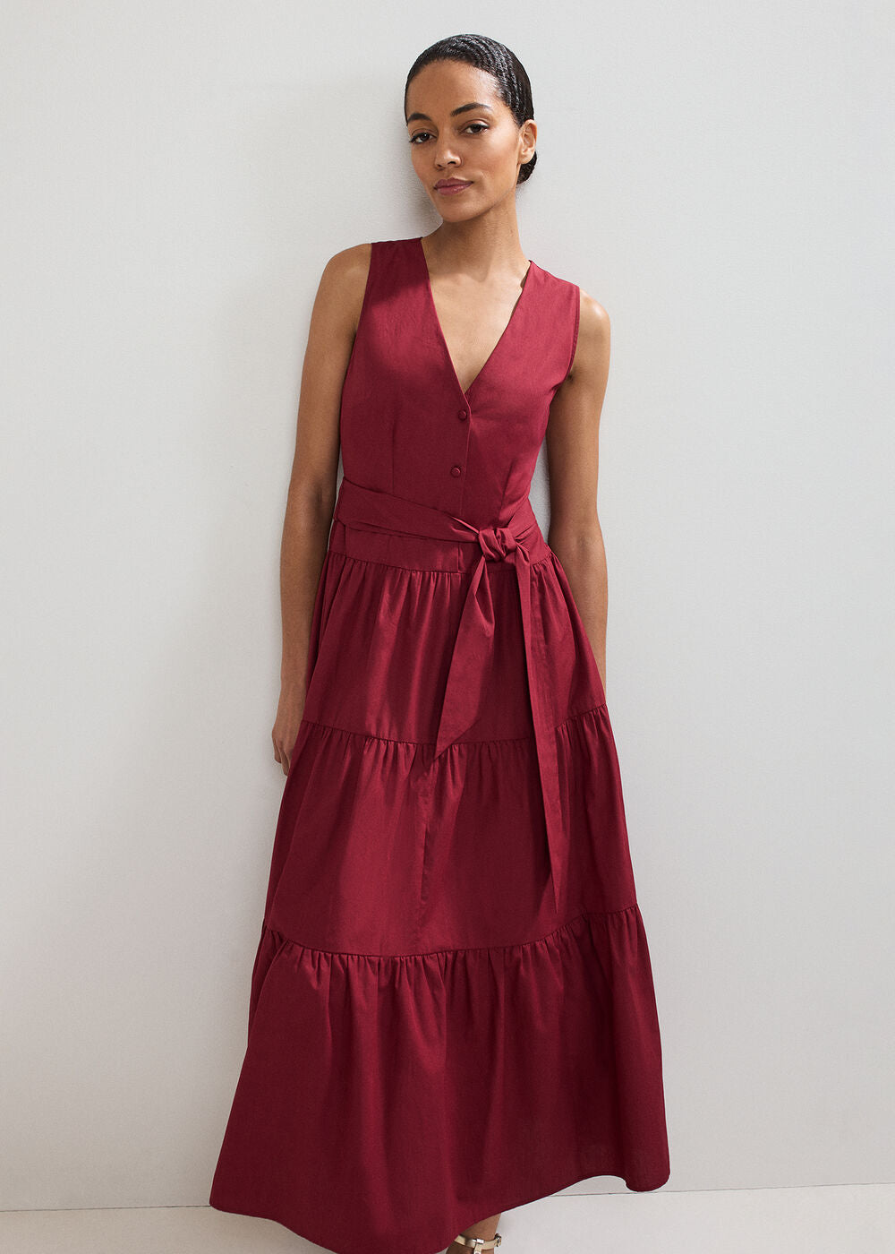 Clarissa Midi Dress - Burgundy