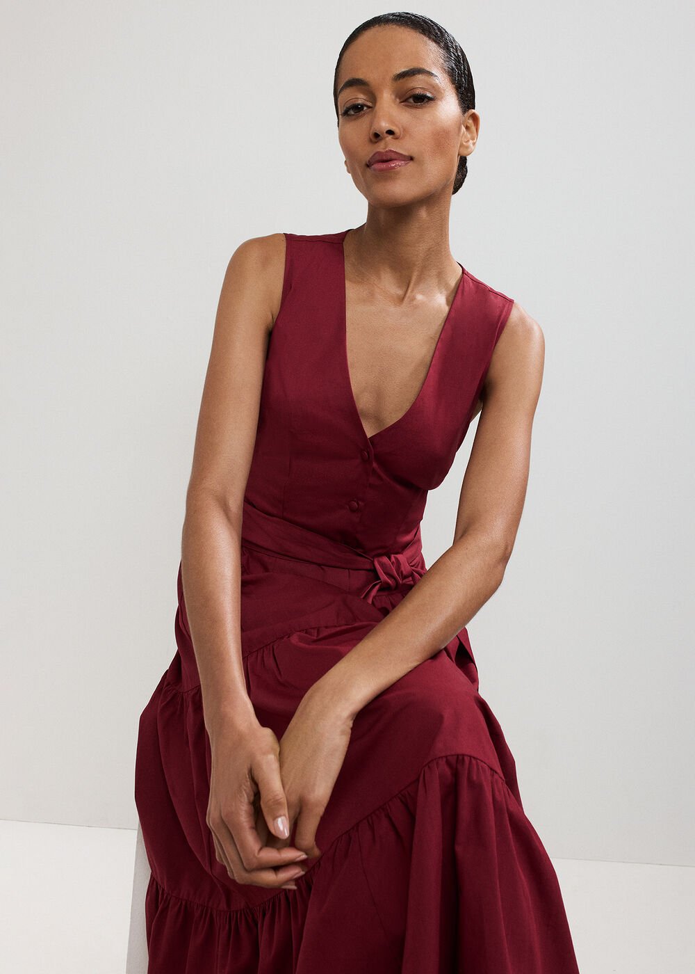 Clarissa Midi Dress - Burgundy