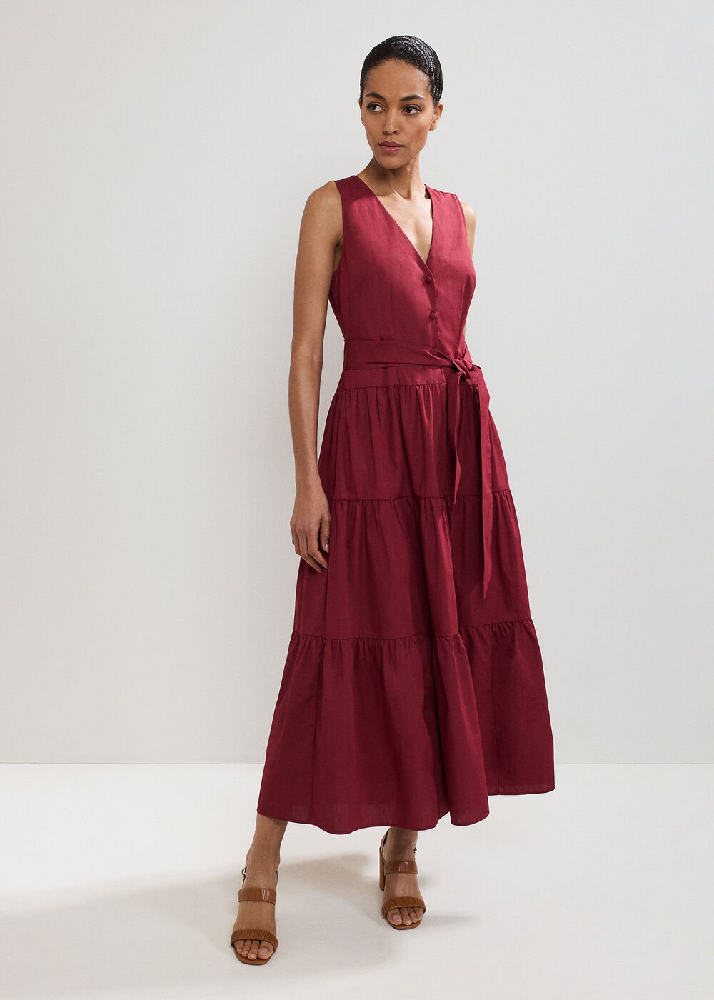 Clarissa Midi Dress - Burgundy