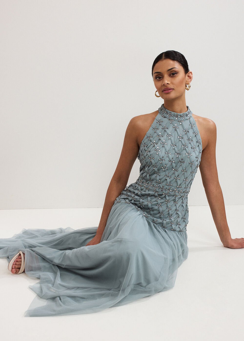 Nola Sequin Dress - Eau De Nil