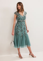 Evonne Beaded Dress - Pale Green