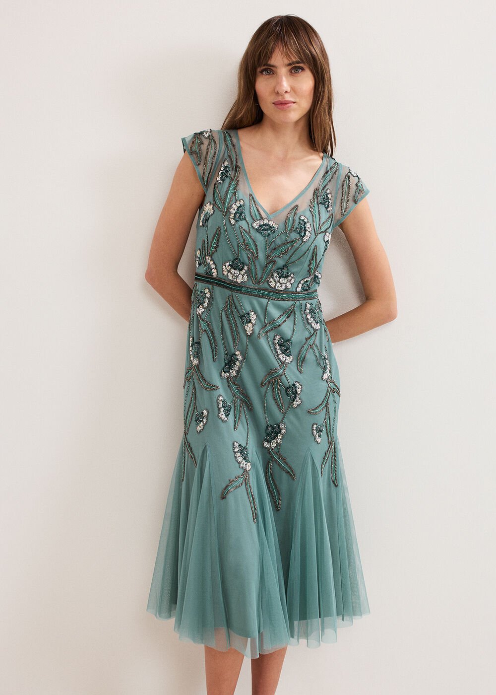 Evonne Beaded Dress - Pale Green