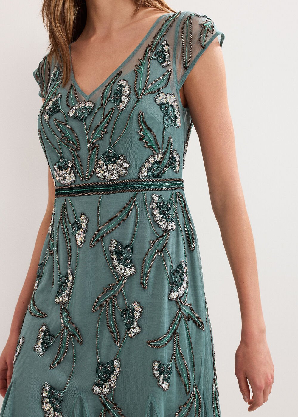 Evonne Beaded Dress - Pale Green