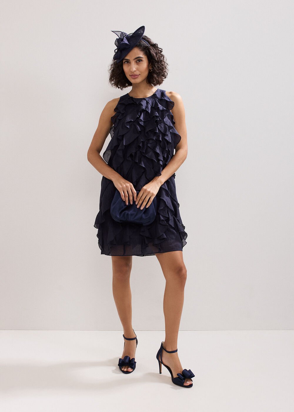 Latara Ruffle Dress - Navy