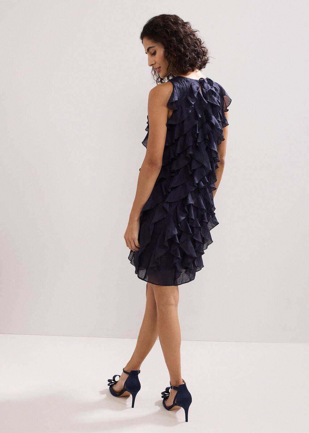 Latara Ruffle Dress - Navy