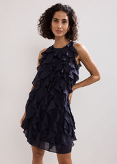 Latara Ruffle Dress - Navy