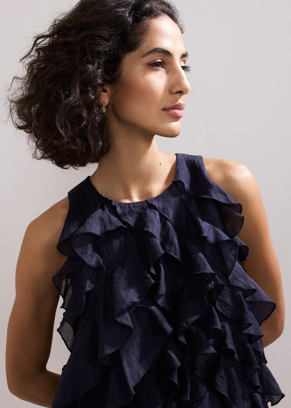 Latara Ruffle Dress - Navy