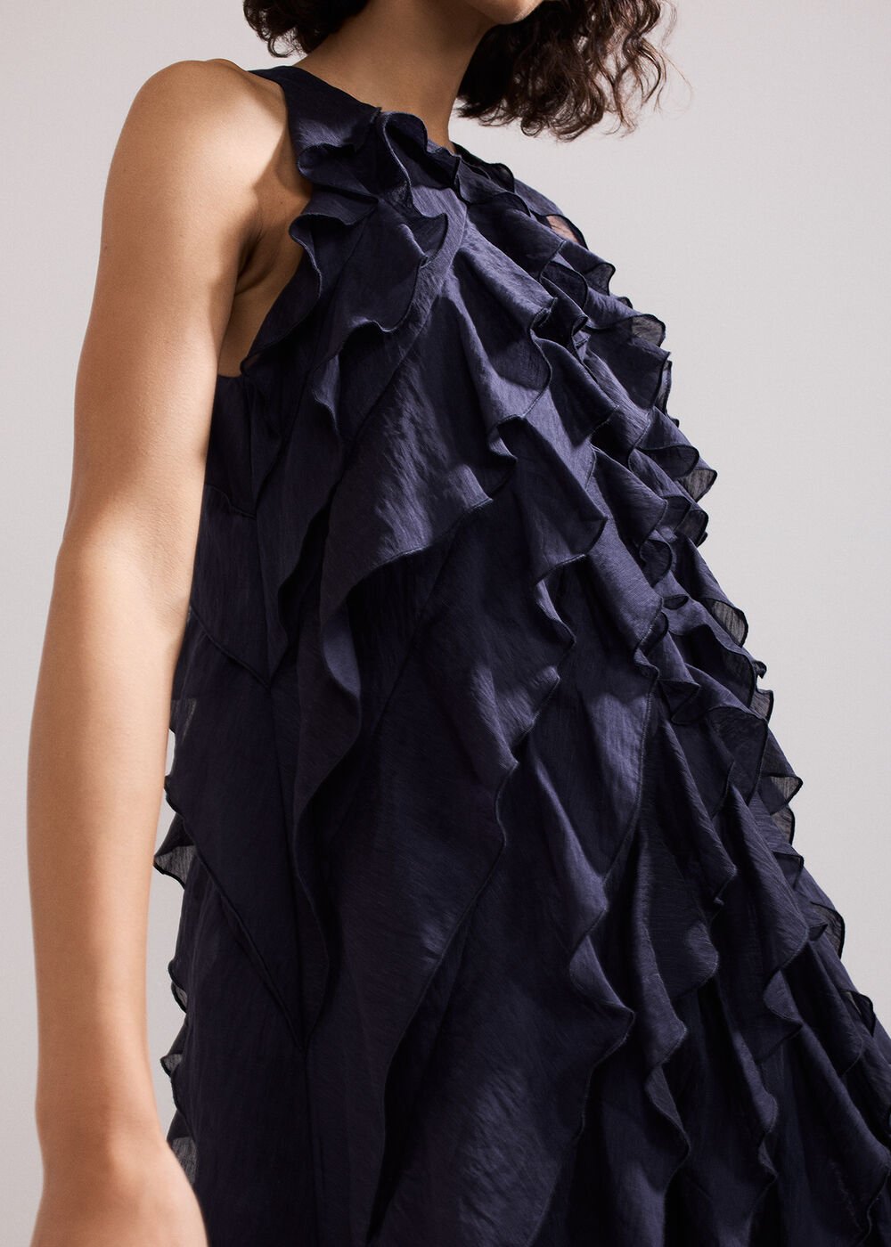 Latara Ruffle Dress - Navy