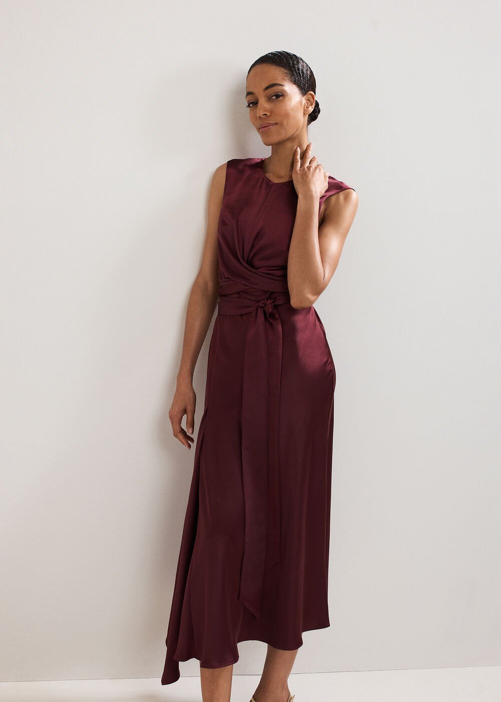 Felicity Satin Dress - Burgundy