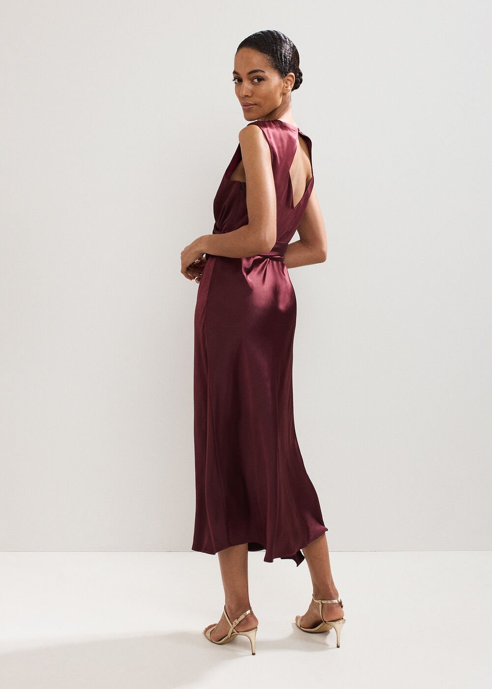 Felicity Satin Dress - Burgundy