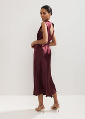 Felicity Satin Dress - Burgundy