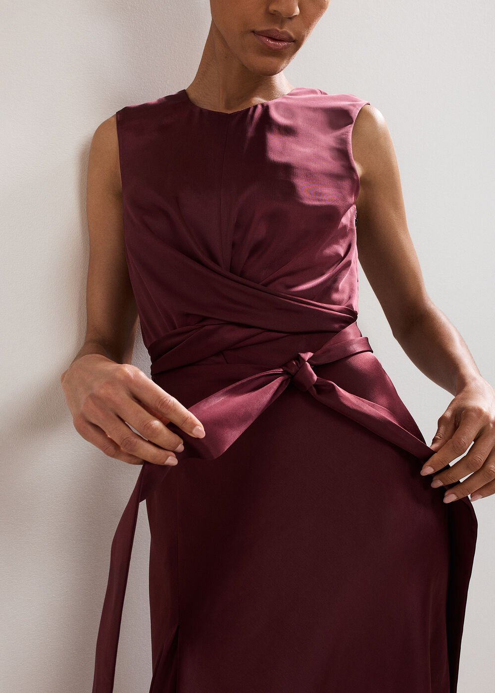 Felicity Satin Dress - Burgundy