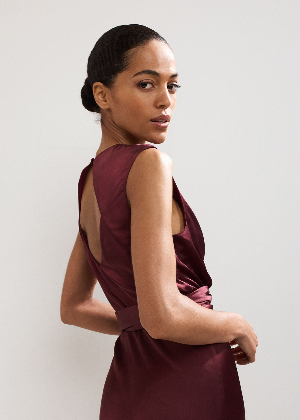 Felicity Satin Dress - Burgundy