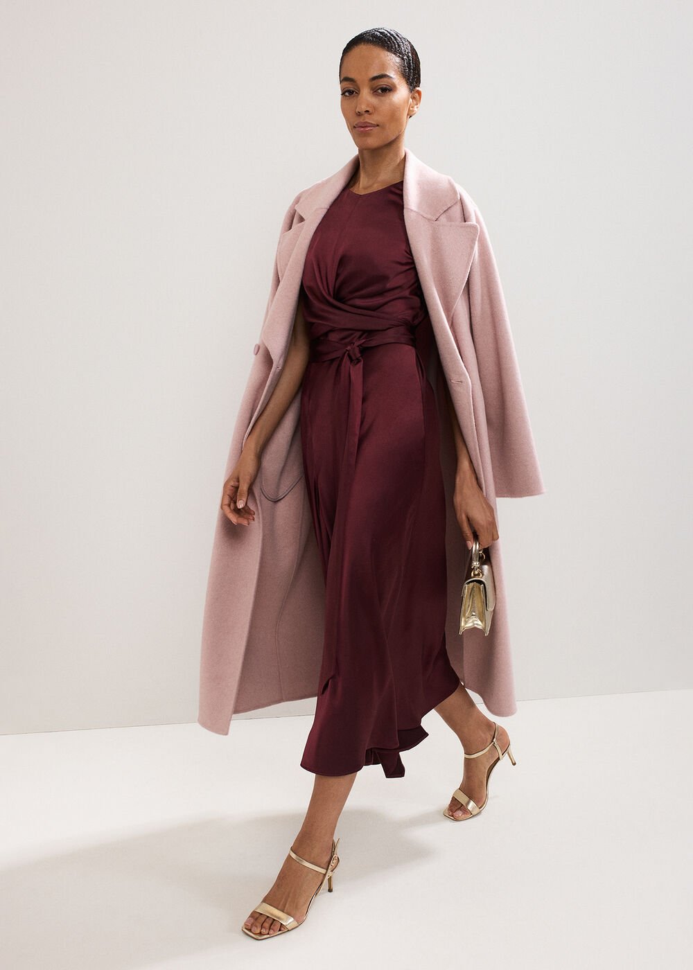 Felicity Satin Dress - Burgundy