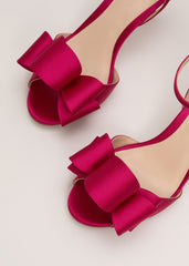 Satin Bow Sandals - Pink
