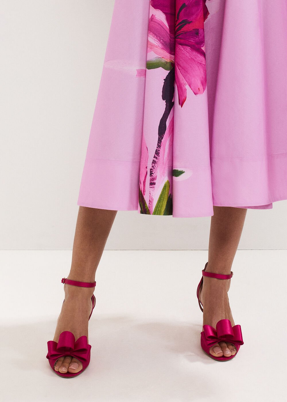 Satin Bow Sandals - Pink