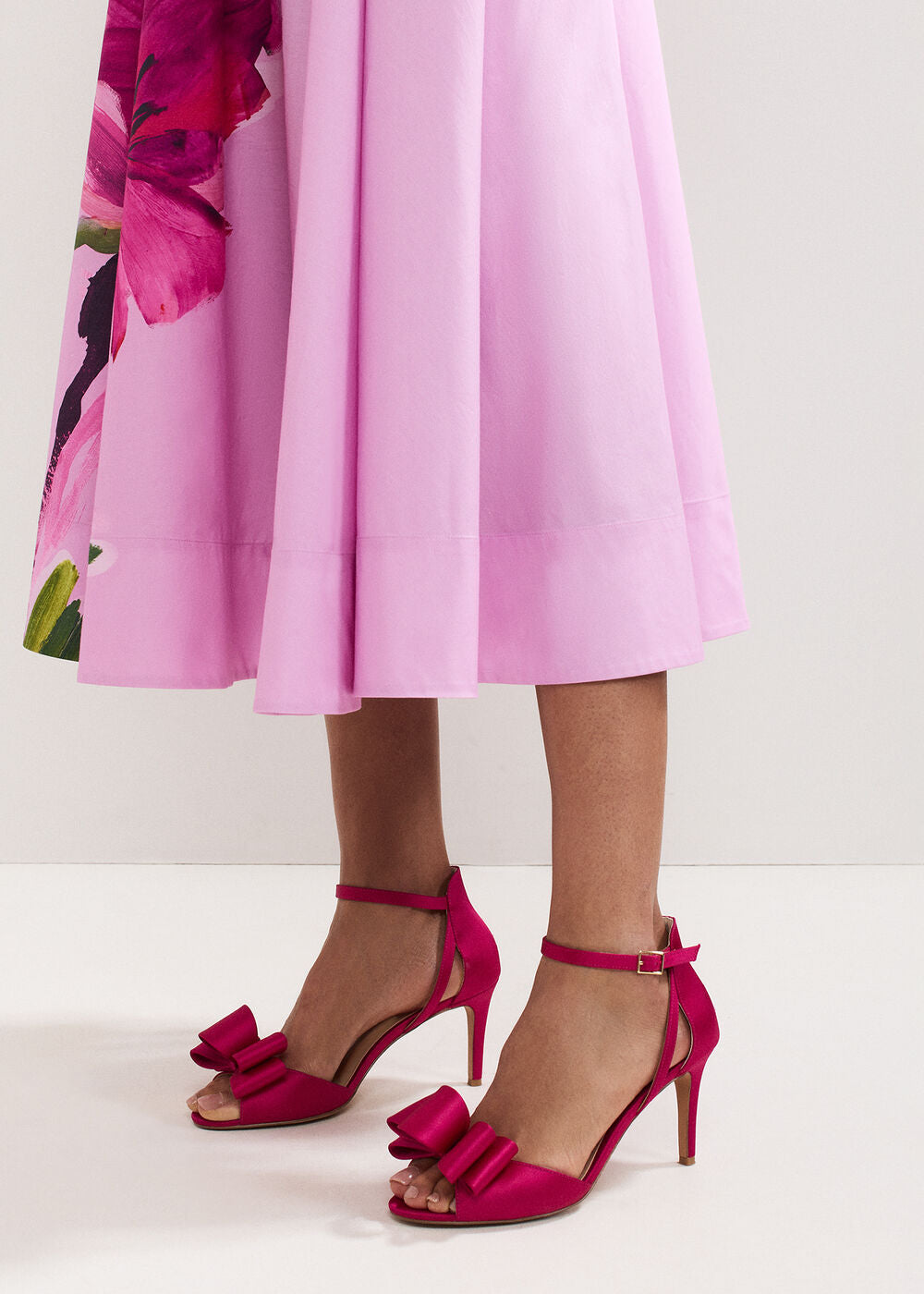 Satin Bow Sandals - Pink