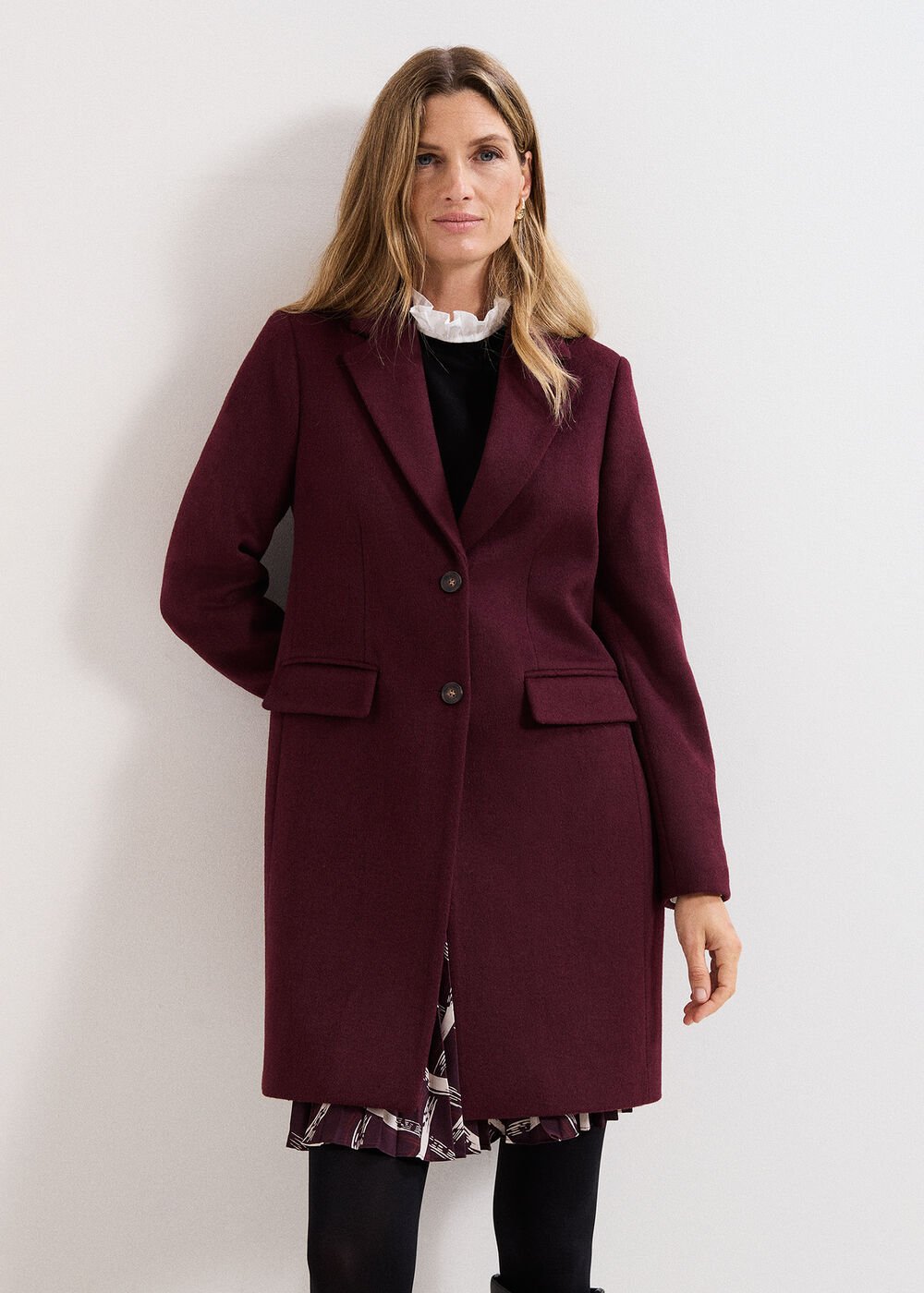 Lydia Wool Coat - Burgundy